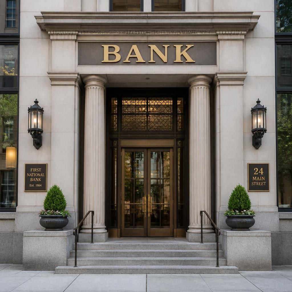 Entrada de edificio bancario